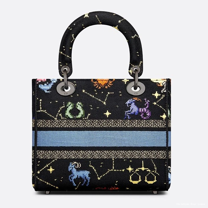 Cheap Medium Canvas D-lite Black Motif Bag Pixel Lady Zodiac 0723 Luxury